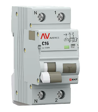 Диф. автомат 1P+N 16А  30мА тип АC х-ка C 10кА DVA-10 EKF AVERES