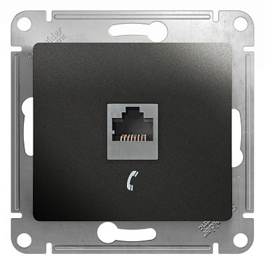 Розетка 1 СП телефонная RJ11 механизм SE Glossa антрацит