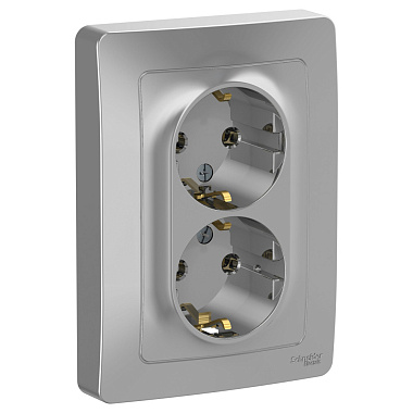 Розетка с заземлением 2 СП 16А SE Blanca алюминий