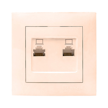 Розетка 1 СП комп. RJ45+RJ45 кат.5e EKF Валенсия кремовый