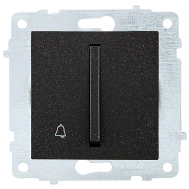 Кнопка звонка 1 СП 10А узкая клавиша механизм Ovivo черный металлик