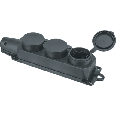 Колодка 3-гн. с з/к с крышкой 16А IP44 (каучук) 250В 2P+PE Navigator 61 372