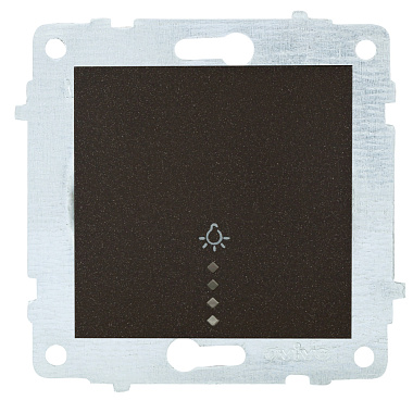 Выключатель 1 СП 10А кнопочный с подсв. механизм Ovivo черный металлик