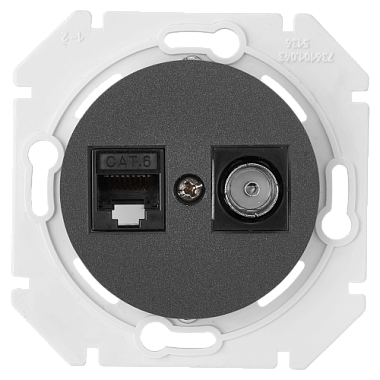 Розетка 1 СП TV+комп.RJ45 кат.5е механизм Bylectrica Прованс графит