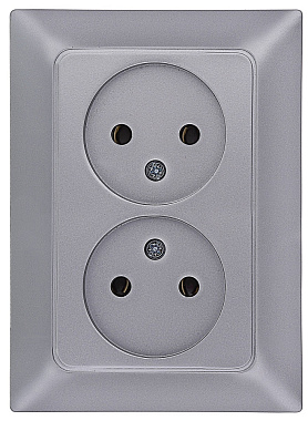 Розетка 2 СП 16А (керамика) Ne-ad Aras серебро