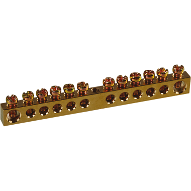 Шина PEN "ноль-земля" (6x9мм) 12 отв. латунь крепеж по центру Navigator 71 745