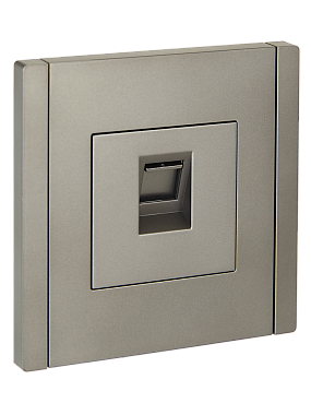 Розетка 1 СП комп. RJ45 кат.5e IEK FP532 Forte&Piano сталь