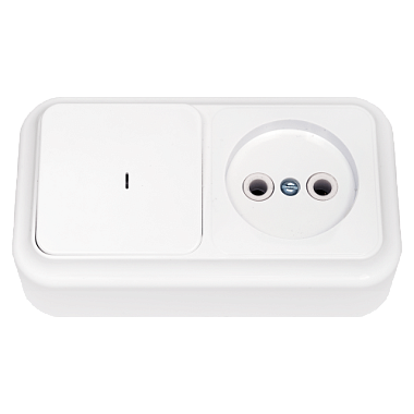 Блок ОП (1кл. с подсв. + 1роз.) IP20 Bylectrica Пралеска белый