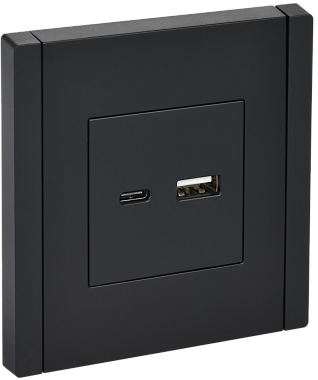 Розетка 1 СП USB A+тип-С 18W IEK FP151 Forte&Piano черный