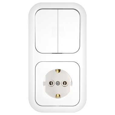 Блок комб. СП (2кл.выкл..+роз.с з/к) Гармония "БелТИЗ" белый