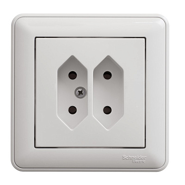 Розетка 1 СП  6А двойная под плоские вилки SE W59 белый