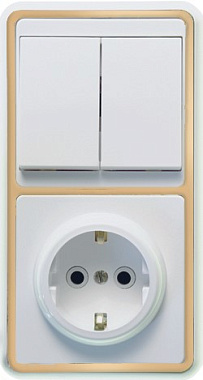 Блок комб. СП (2кл + 1роз с з/к) Кунцево-Электро Бэлла белый (золотая вставка)