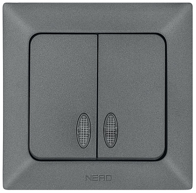 Выключатель 2 СП 10А с подсв. Ne-ad Aras графит