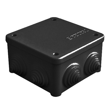 Коробка расп. ОП  85х85х45мм IP54 7 вводов (3 гермоввода) крышка на винтах черный E.p.plast