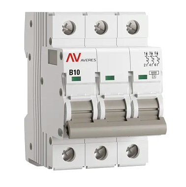 Автоматический выключатель 3P  10A (B) 6,0kA AV-6 EKF Averes