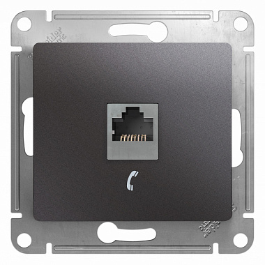 Розетка 1 СП телефонная RJ11 механизм SE Glossa графит