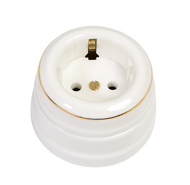 Розетка с заземл. конт. МезонинЪ золото на белом