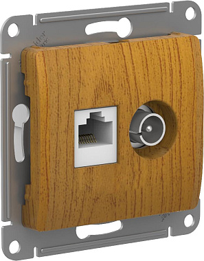 Розетка 1 СП TV+комп.RJ45 кат.5е механизм SE Glossa дуб