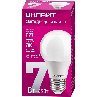 Лампа светодиодная Е27   7Вт 4000К 220-240В груша Онлайт 71 648