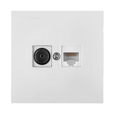 Розетка 1 СП TV+комп.RJ45 кат.5е механизм Bylectrica Carre белый
