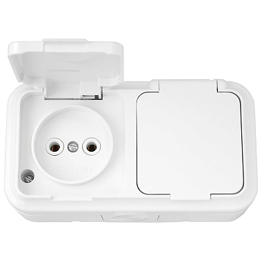 Розетка 2 ОП брызгозащищенная (с крышкой) IP54 Пралеска "БелТИЗ"