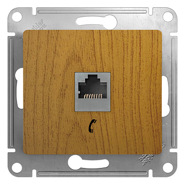 Розетка 1 СП телефонная RJ11 механизм SE Glossa дуб