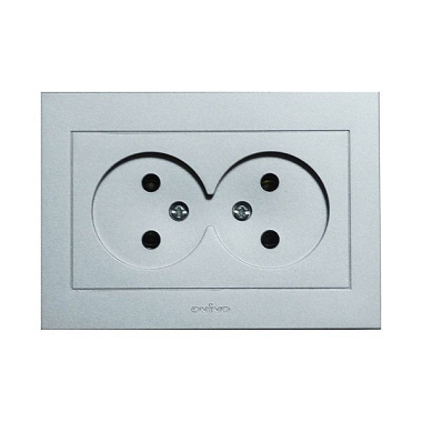 Розетка 2 СП 16А Ovivo Grano серебро