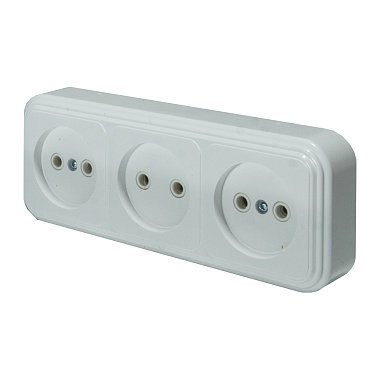 Розетка 3 ОП 16А БелТИЗ Элект Викинг белый