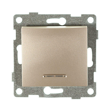 Выключатель 1 СП 10А с подсв. механизм Gusi Electric Bravo шампань