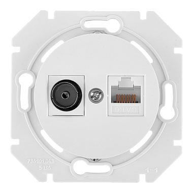 Розетка 1 СП TV+комп.RJ45 кат.5е механизм Bylectrica Прованс белый