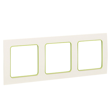 Рамка 3-постовая EKF Стокгольм белая с зеленой линией