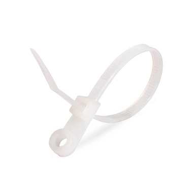 Хомуты белые нейлон 5*220 (100 шт) с отверстием под винт Fortisflex