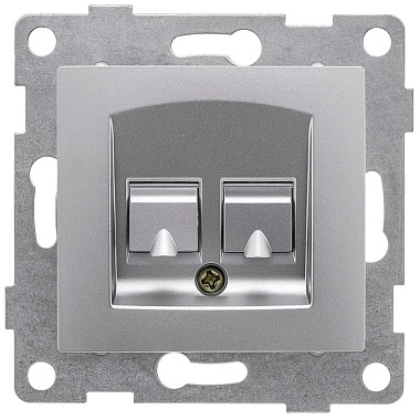 Розетка 1 СП комп. RJ45 кат.5e + телеф.RJ12 механизм Gusi Electric Bravo серебро