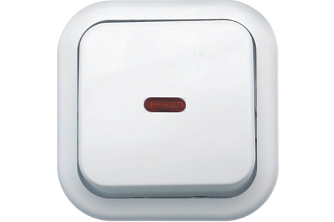 Выключатель 1 ОП  6А с подсв. Кунцево-Электро Валентина белый