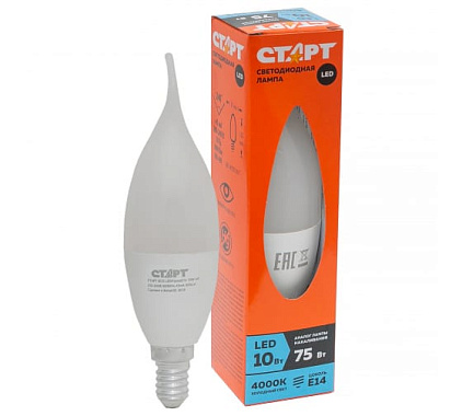 Лампа светодиодная Е14 10Вт 4000К свеча на ветру СТАРТ ECO