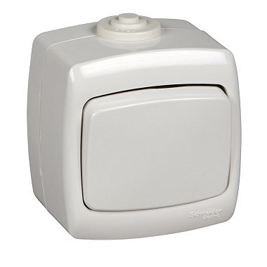 Переключатель 1 ОП IP44  6А проходной SE белый