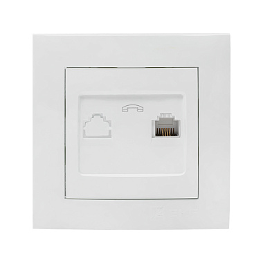 Розетка 1 СП телефонная RJ11 EKF Валенсия белый