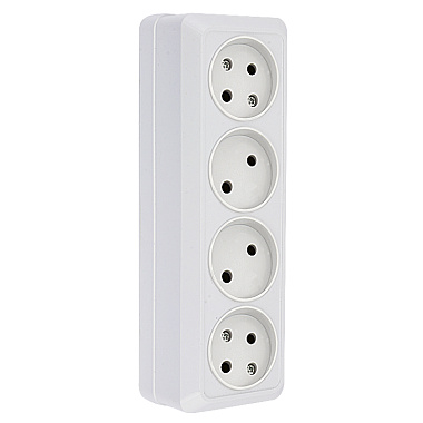 Розетка 4 ОП 10А EKF Рим белый