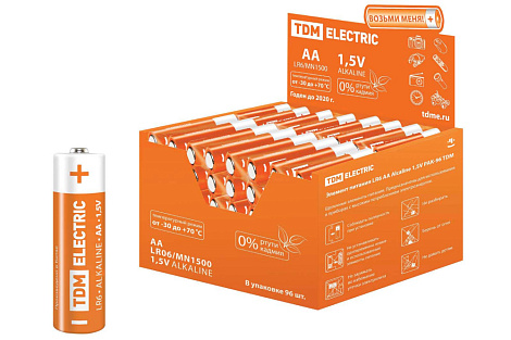 Элемент питания (AA) щелочной LR6 Alkaline 1,5V PAK-96 TDM