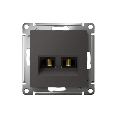 Розетка 1 СП комп. RJ45+RJ45 кат.5е механизм SE AtlasDesign базальт