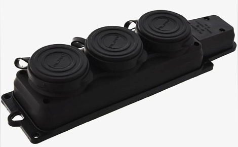 Колодка 3-гн. с з/к с крышкой 16А IP44 (каучук) ALFA