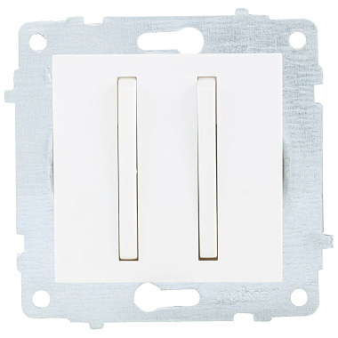 Выключатель 2 СП 10А узкая клавиша механизм Ovivo белый