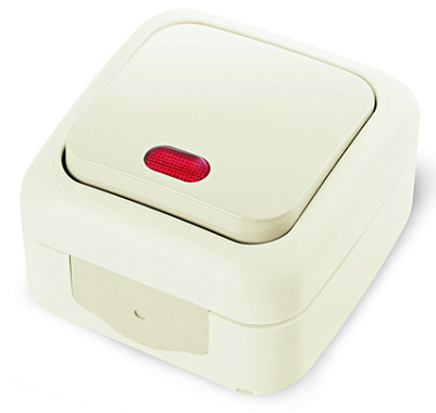 Выключатель 1 ОП IP54 10А с подсв. Viko Palmiye крем