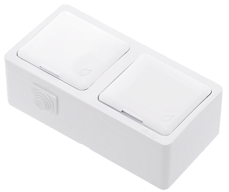 Розетка 2 ОП IP22 16А с крышкой Ne-ad Murat белый