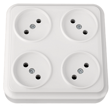 Розетка 4 ОП 16А (квадрат) Bylectrica Вариант белый