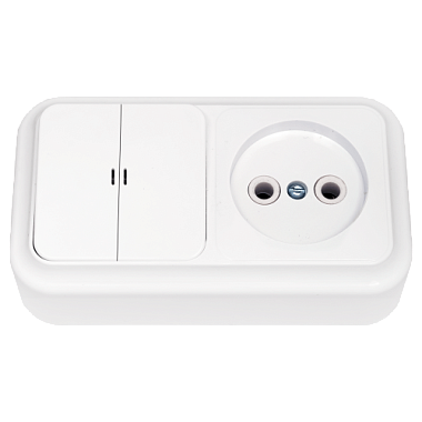 Блок ОП (2кл.с подсв. + 1роз.) IP20 Bylectrica Пралеска белый