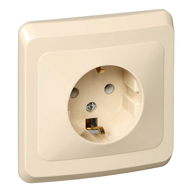 Розетка с заземлением 1 СП 16А SE Этюд кремовый