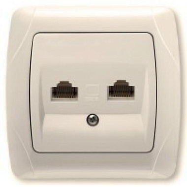 Розетка 1 СП комп. RJ45 кат.6 + телеф.RJ11 Viko Carmen крем