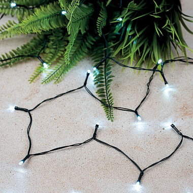 Каскад Lamper Летний Дождь LED 6,9 м с выносной солнечной панелью 2 м и аккумулятором, IP65, холодное белое свечение