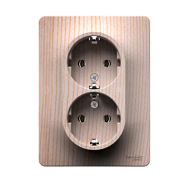 Розетка с заземлением 2 СП 16А SE Glossa сосна